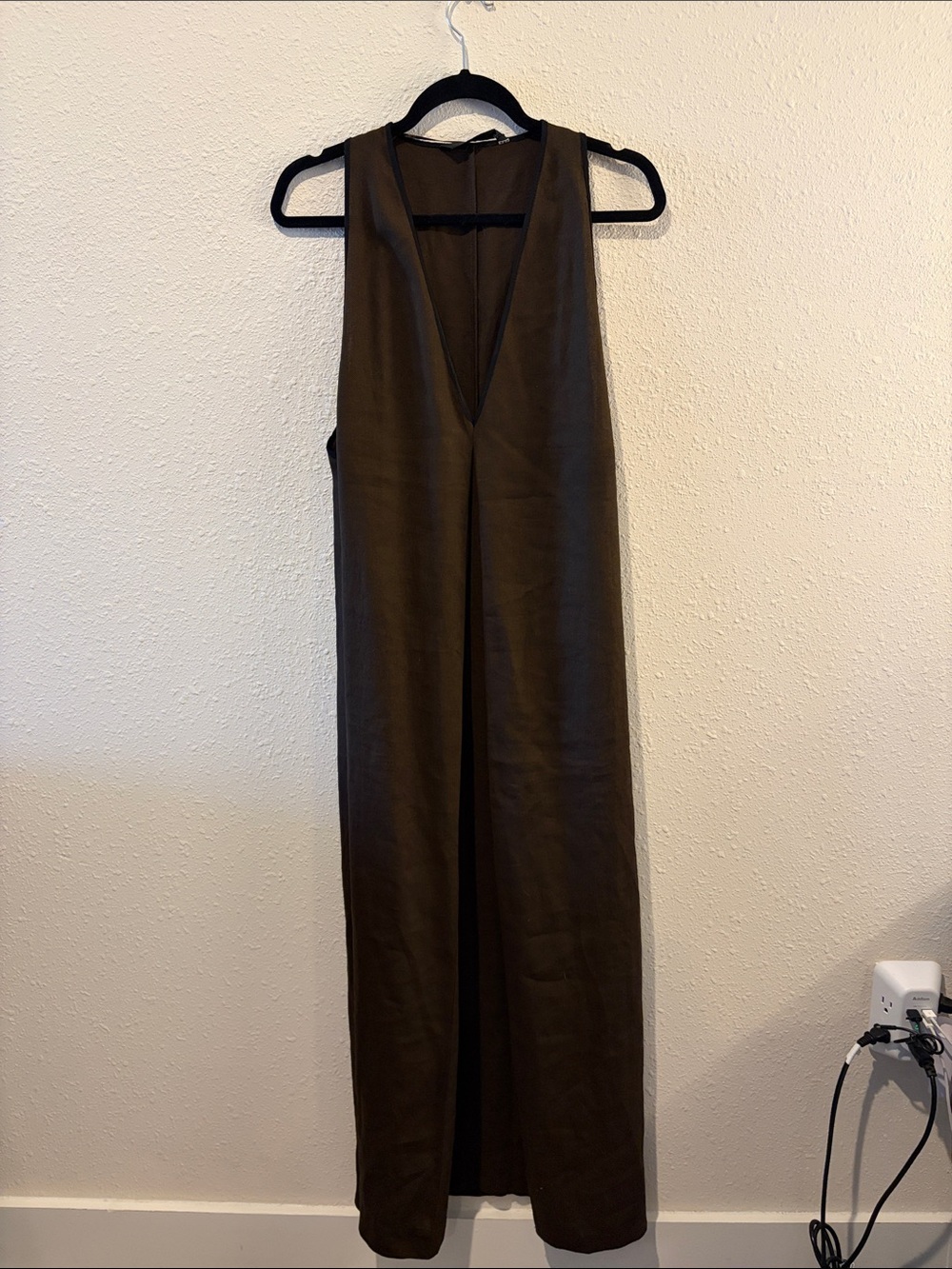 NWT M Zara ZW Collection linen blend midi dress chocolate 8218/586 - Picture 2 of 6